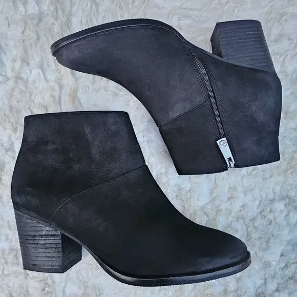 Black Ankle Bootie Blondo Nelli Size 9.5 Nubuck Leather Heel Zip Waterproof - Picture 12 of 13